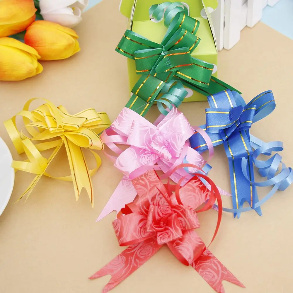 Подарочная упаковка тянет лук ленты 10 шт./лот подарок День рождения принадлежности для украшения дома DIY ленты вытягивания цветка