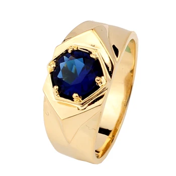 

Yellow Gold Color Men's 925 Sterling Silver Ring 7.5mm Center Stone Fashion Jewelry Size 10 11 12 13 R515G