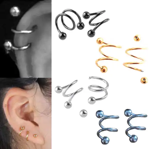 1 Pair Titanium Steel Prong Cartilage Piercing Ear Studs Earrings Jewelry_TI 1 Pair Titanium Steel Prong Cartilage Piercing Ear Studs Earrings Jewelry_TI