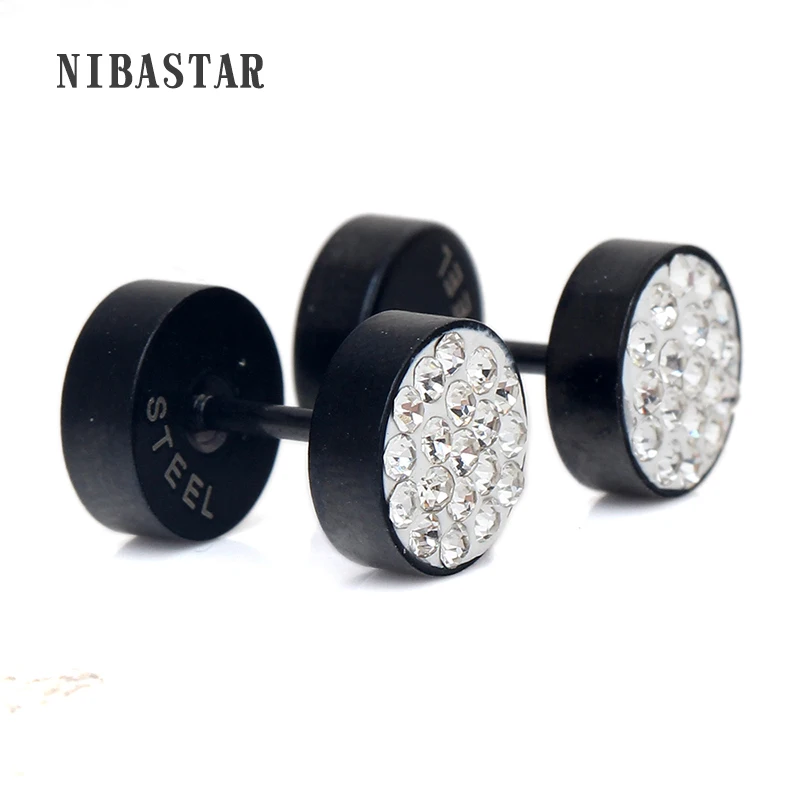 2 Pieces Black Gothic Barbell Stainless Steel Earring Stud Punk Love