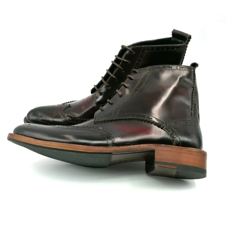 Продвижение товаров ручной работы мужские Ботинки Кожаные броги короткие ботинки с хорошо Окаймленный
