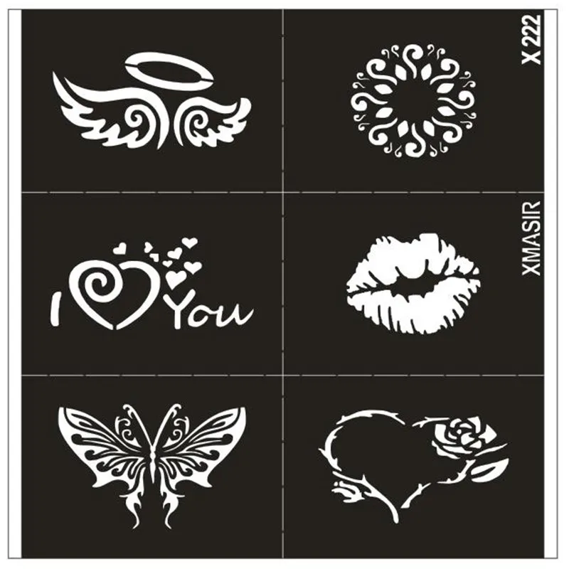 Трафареты с блестками для татуировок 10 шт.|airbrush tattoo stencils|tattoo stenciltattoo airbrush stencil |
