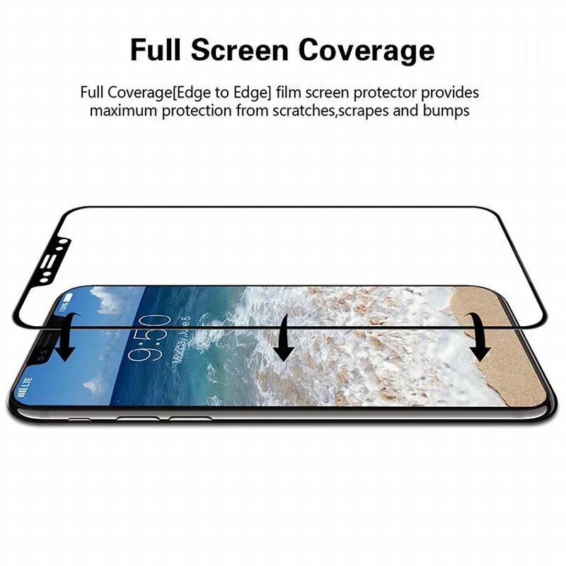 Защитное стекло Ascromy для iPhone X 4d 5D 6D изогнутая 9H пленка 8 Plus 7 6 S 10 3D|tempered glass screen