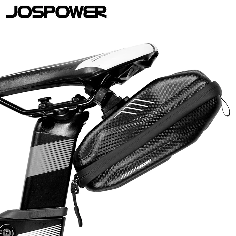 JOSPOWER Bicycle Saddle Bag Hard Shell Anti Pressure Rainproof Reflective Shockproof Cycling
