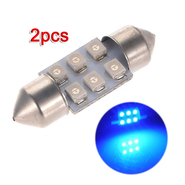 2x C5W LED 6 SMD 31MM Xenon Bulb Lamp shuttle Ceiling Dome Light Blue 12V DC | Освещение