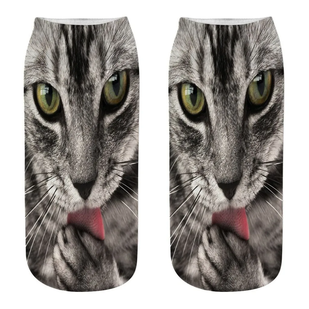 Unisex 3D Cat Ankle Socks Adult Animal Fashion Designer Funny Low Cut Soft Socks