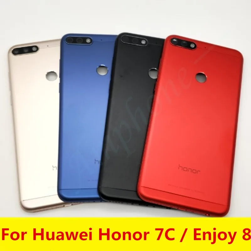 Новые запасные части для huawei Honor 7C задняя крышка корпуса батареи+ боковые кнопки+ Замена объектива вспышки камеры