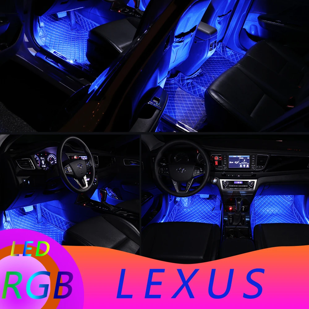 

for LEXUS car ux es rx nx lx RGB Neon LED lights indoor lighting decorative atmosphere lamp with remote control kit foot lamp