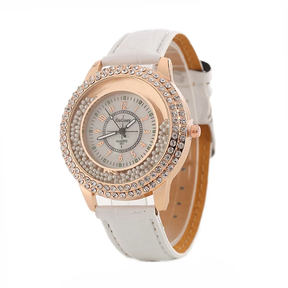 

Fashion Lady Leather Watch 2018 Simple Arabic Number&Double Roller Diamond Stainless Steel Dial Casual Quartz WristWatch Gift a6