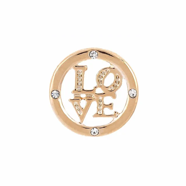 Keamsty Gold Tone LOVE Handwriting Letter Keeper Charms Crystal Around 