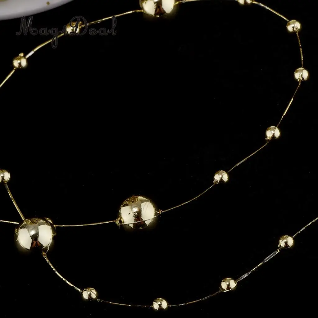MagiDeal 10m Metallic Pearls Beads String Strand Garland Wire Chain Strands Spool Roll Wedding Birthday Christmas DIY Craft