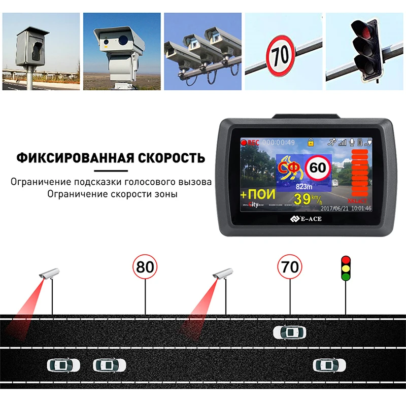 Автомобильный видеорегистратор 3 в 1 HD 1296P 0 дюйма радар детектор GPS