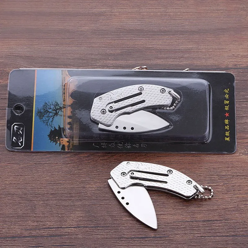 Mini Retro cuchillo plegable al aire libre Pequeño bolsillo cuchillos lavado de piedra Camping supervivencia rescate táctico llavero lindo regalo