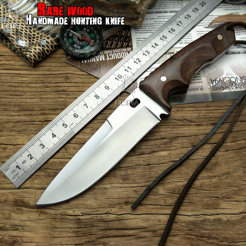 LCM66 hunting knife Tactical Small Fixed Knives, Copper Ebony handle