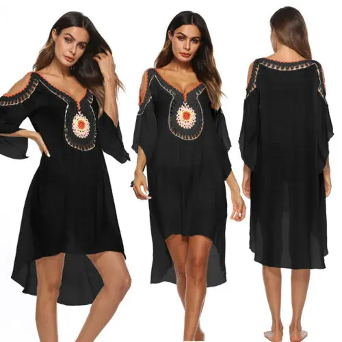 Пляжное бикини с цветочным принтом Frauen Urlaub Boho Langes Kleid Sommerkleid