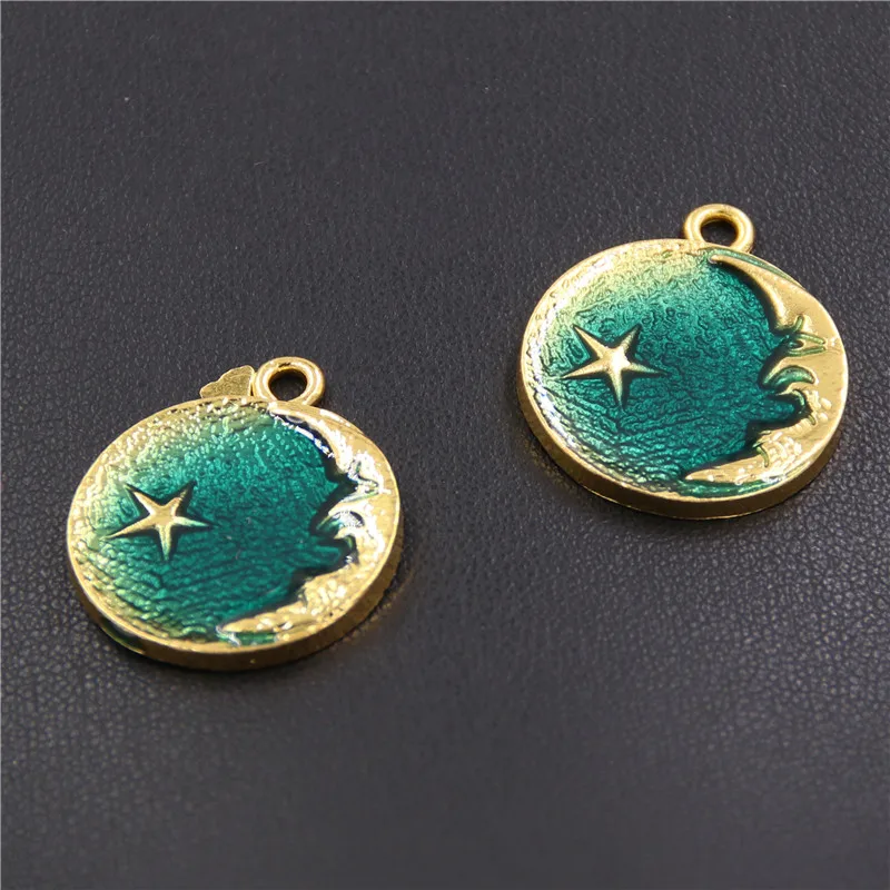

5pcs Champagne Gold Color Zinc Alloy Moon And Star Charms Pendants Diy Jewelry Findings Accessories Wholesale A2379