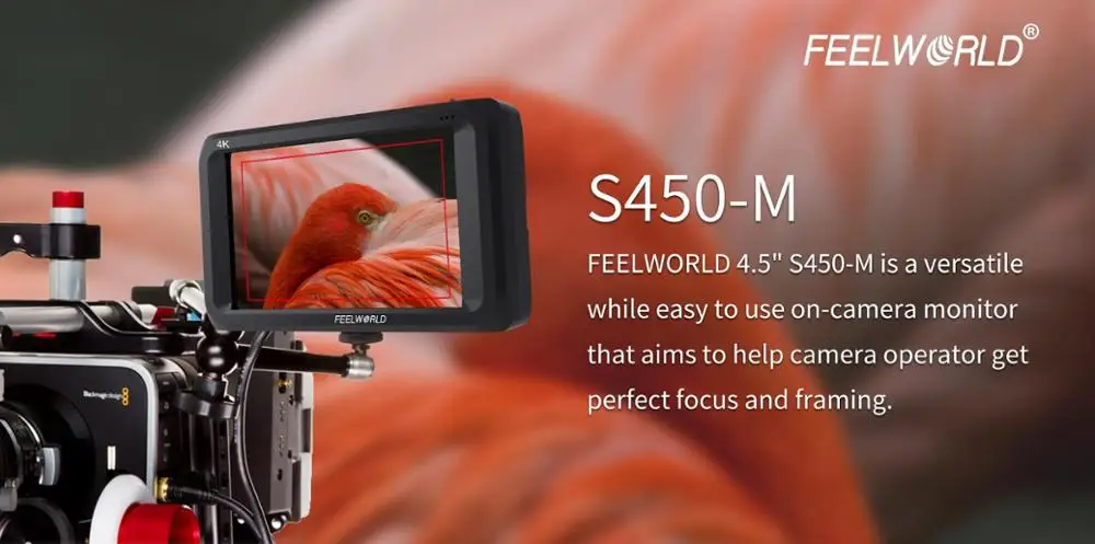 Feelworld S450-M 4,5 дюймов ips 3G-SDI 4 K HDMI On-camera полевой монитор 4," 1280x800 Камера Внешний ЖК-монитор для камеры DSLR