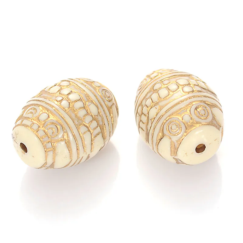 

35Pcs Retro Vintage Inspired Ethnic Pattern Oval Acrylic Antique Design Beads For Women Diy Bracelet Jewelry Making Golden Retro