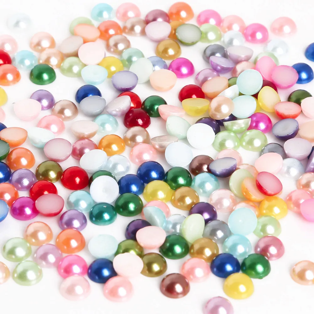 8mm 200Pcs ABS Imitation Pearls Beads Multi-color Half Pearl Bead Flat Back for DIY Jewelry Making Accessories | Украшения и