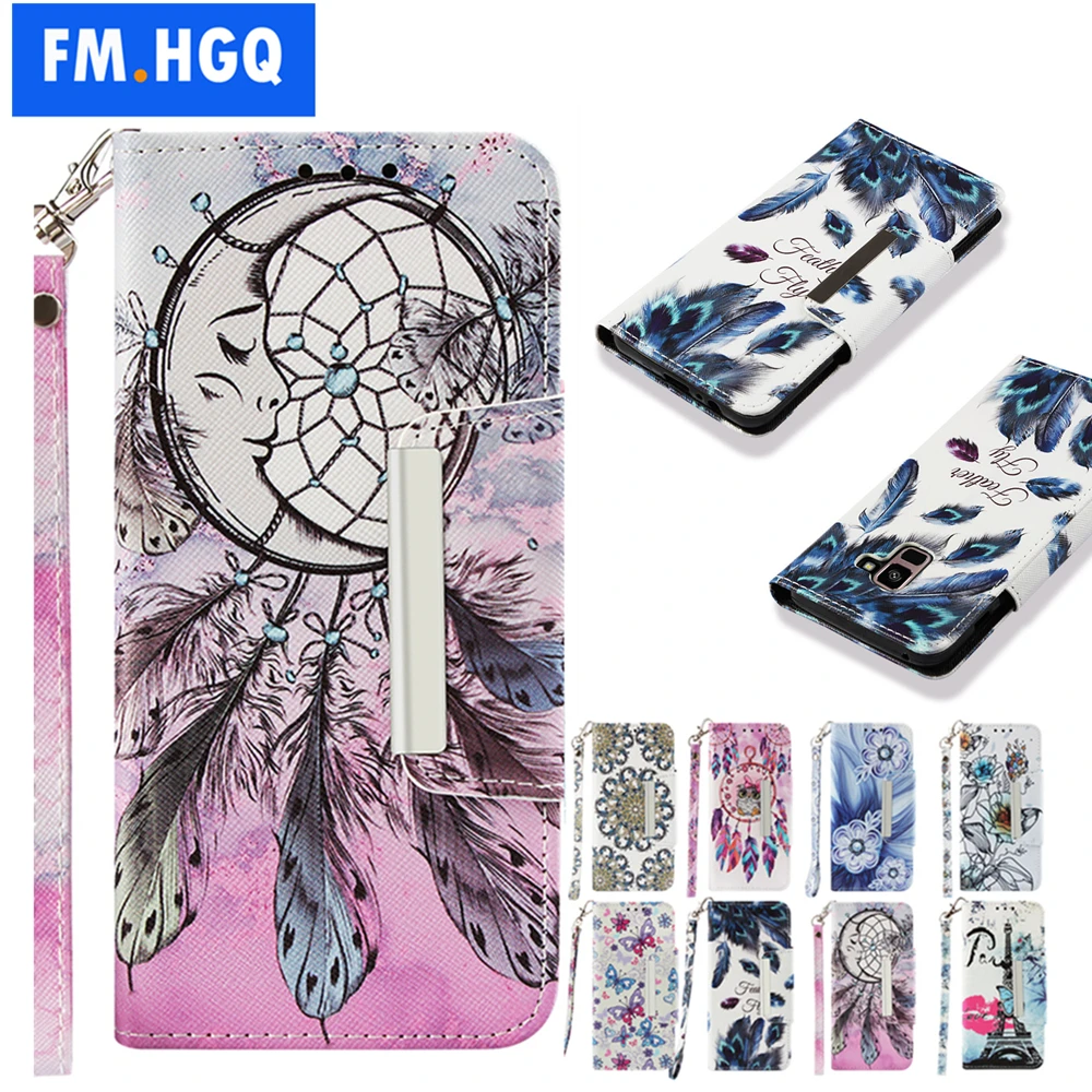 FM.HGQ Retro PU Leather + Wallet Flip Cover Case For Samsung Galaxy A6 A7 A8 2018 A5 J3 J4 J5 J6 J7 J8 Plus 2017 Coque Edge | Мобильные