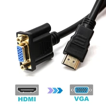 Позолоченный 30 см HDMI Мужской к VGA Женский Кабель-адаптер HDMI к VGA D-SUB 15 Pin Цифровой Аудио Видео AV конвертер кабель Разъем