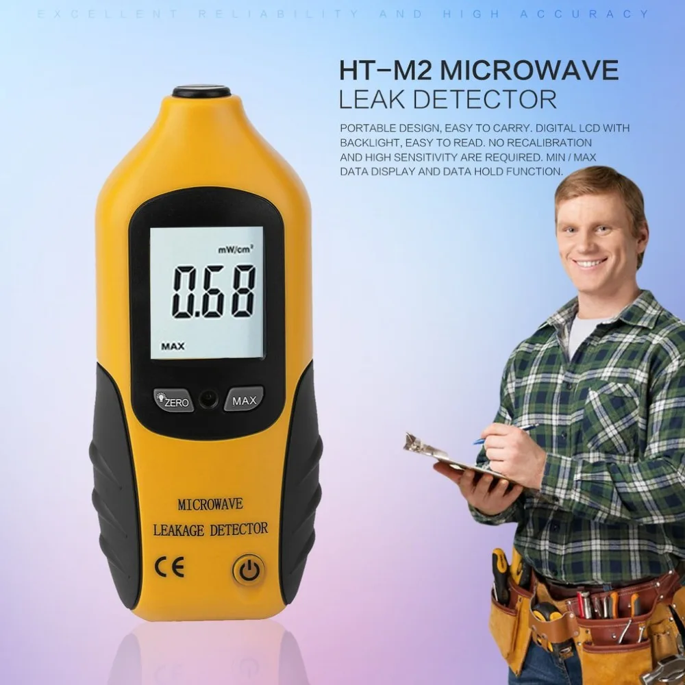 

2016 Newest HT-M2 Professional Digital LCD Display Microwave Leakage Detector High Precision Radiation Meter Tester 0-9.99mW/cm2