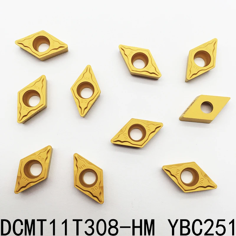 10 шт DCMT11T304 DCMT3 (2,5) 1-HM YBC251 DCMT11T308 DCMT3 (2,5) 2-HM YBC251 твердосплавный режущий инструмент Токарные пластины Лезвие сделано в Китае