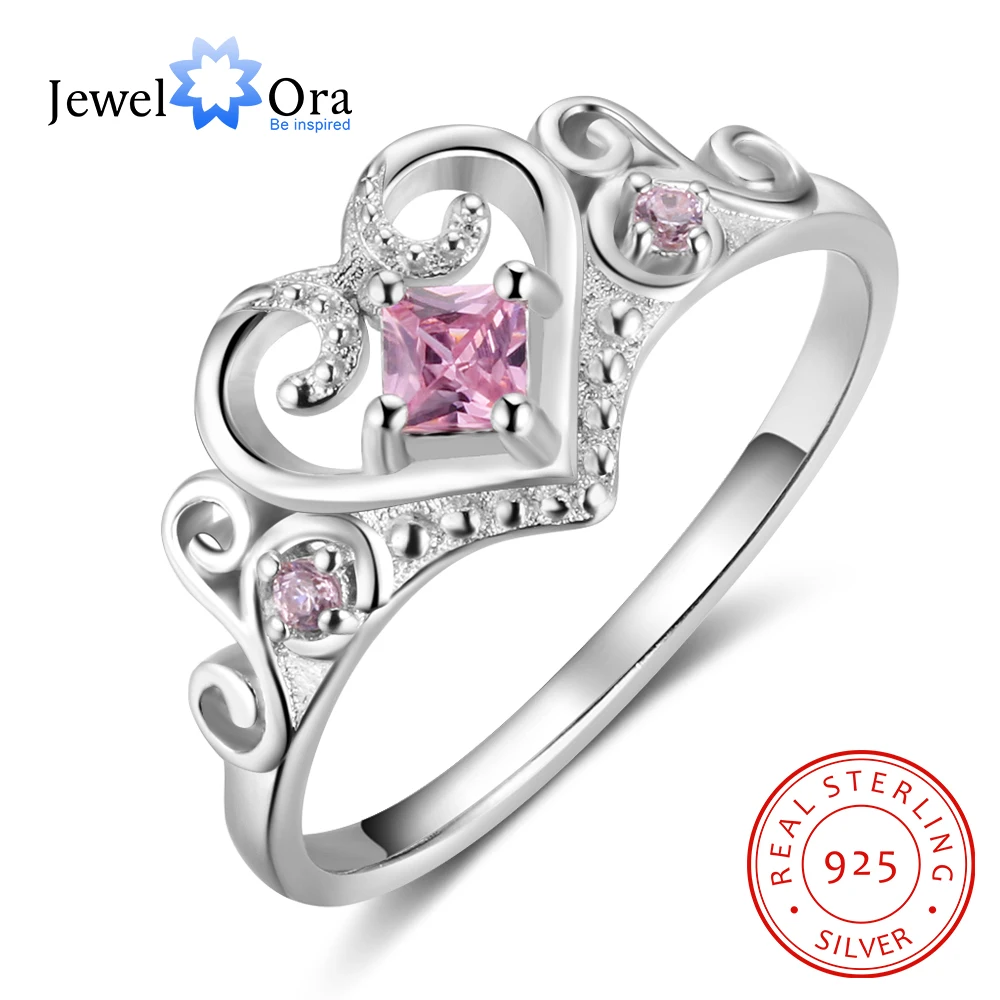 

Heart Shape With Pink Cubic Zirconia Soild 925 Sterling Silver Ring Fashion Party Jewelry Gifts For Women (JewelOra RI102984)