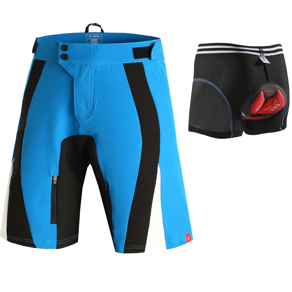 SAENSHING Cycling Shorts Men + 5D Gel Pad Cycling Underwear Padded MTB Bicycle Mountain Bike Shorts Downhill Bermuda Breathable