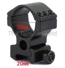 Tactical Scope Ring Mount Heavey Duty 30mm Fit For 20mm Rail Rifle 6 Bolts High Profile