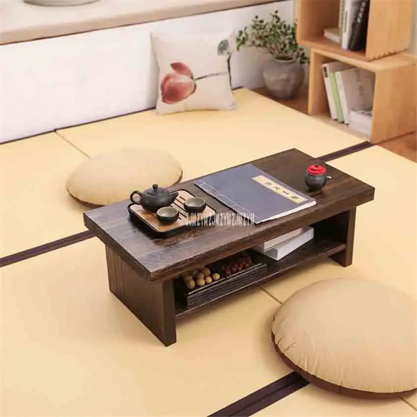 New Tatami Small Coffee Table Japanese Style Solid Wood Antique Tea Table Rectangle Computer Table Living Room Wooden Tea Table