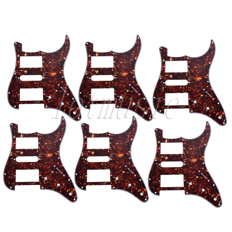 

6Pcs New Dark Brown Tortoise Shell HSH 3Ply Guitar Pickguard for Electric Strat Replacement