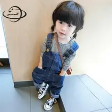 YAUAMDB/Детские комбинезоны; коллекция года; сезон весна-осень; джинсовые комбинезоны для девочек; джинсовые штаны; одежда для детей; Брюки с карманами; y40
