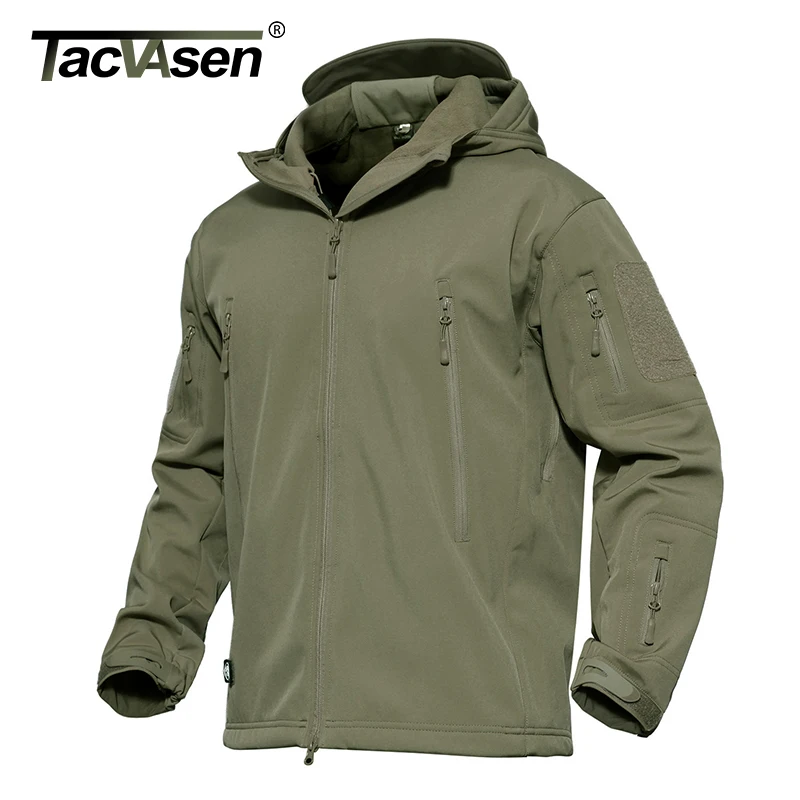 tacvasen men's waterproof softshell fleece jacket with foldaway hood