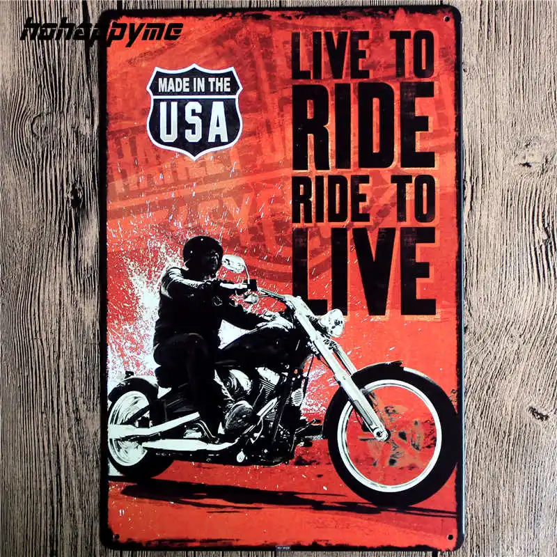 Винтаж мотоцикл оловянные вывески ретро металл потертый шик домашний декор знаки для гаража настенные таблички плакат езды на жизнь 20*30 см - Цвет: 6135B