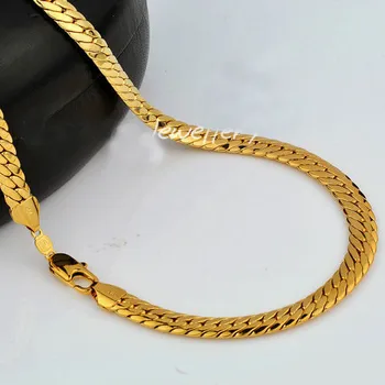 

SOLID 14CT Yellow GOLD Coated Open LINK Wide 9MM CHAIN NECKLACE 60CM sp88 MENS WOMANS