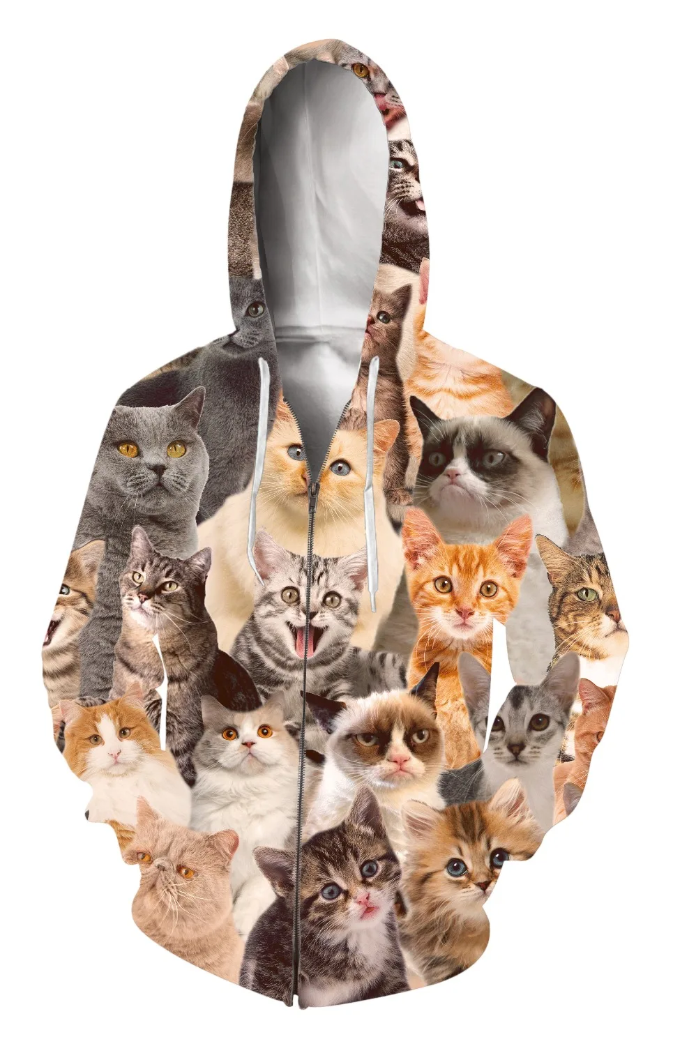 Anti Samely Zip Up Hoodie 3d Print A group of cats Clothing Women Men