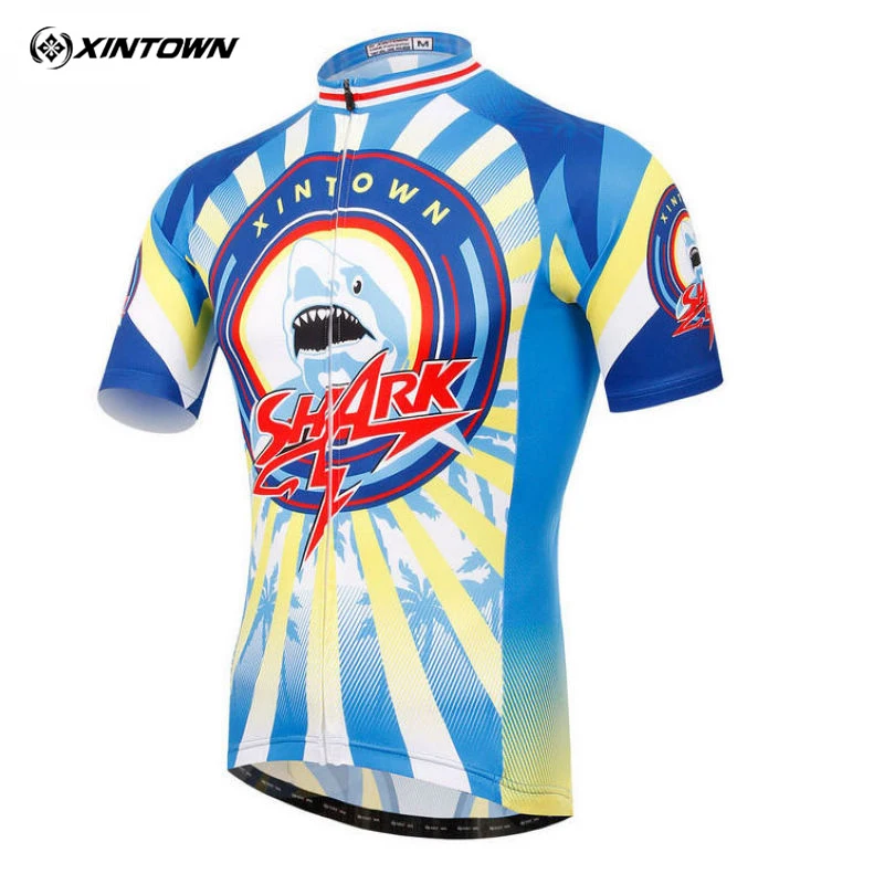 

XINTOWN Team Blue Shark Mens Clothing Ropa ciclismo Cycling jersey Short sleeve Bike Sportwear Top