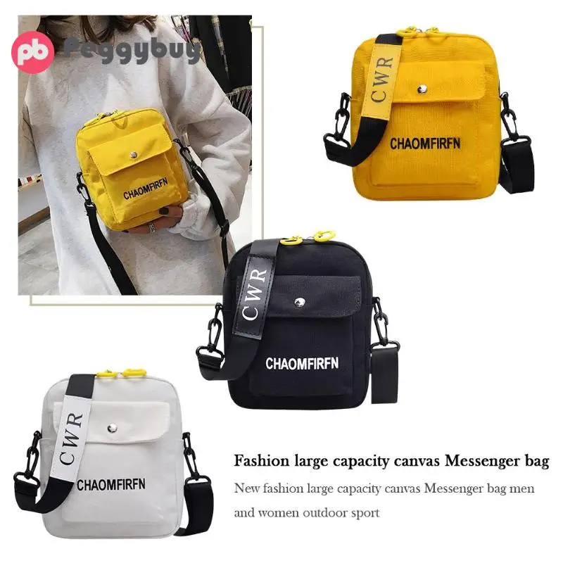 Square Vertical Phone Bag Women's Messenger Bag Letter Print Sports Shoulder Messenger Handbags Unisex Canvas Crossbody Bag