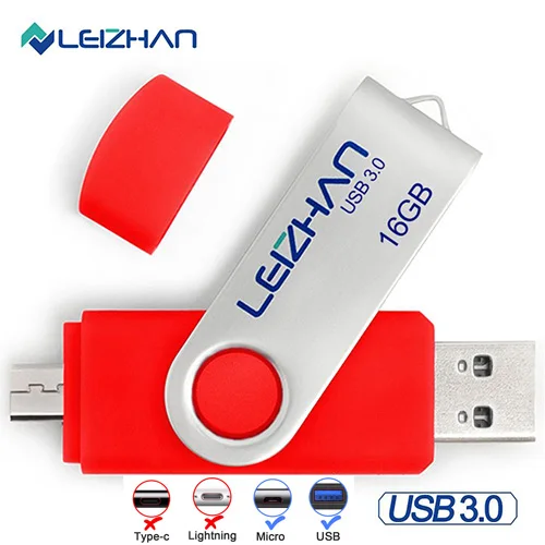 LEIZHAN 128 ГБ флеш-накопитель USB 3,0 Микро Флешка фото палка для samsung Galaxy S7/S6/S5/S4/S3 64 ГБ 32 ГБ 16 ГБ 8 ГБ карта памяти - Цвет: Micro-USB 3.0-Red