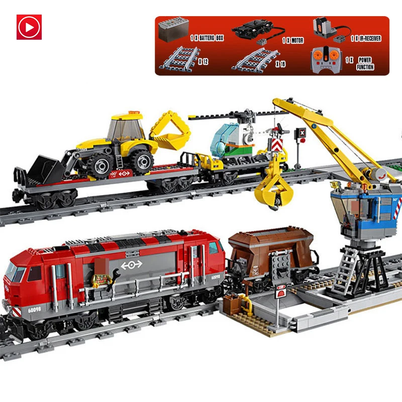

DHL Legoed City 02009 1033pcs Engineering Remote Control RC Train Building Block Compatible Legoing Technic 60098 Bricks Kid Toy