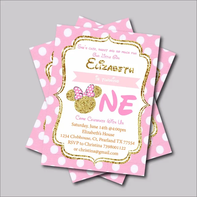 20 pcs lot minnie mouse mickey minnie mouse baby shower mengundang undangan ulang tahun