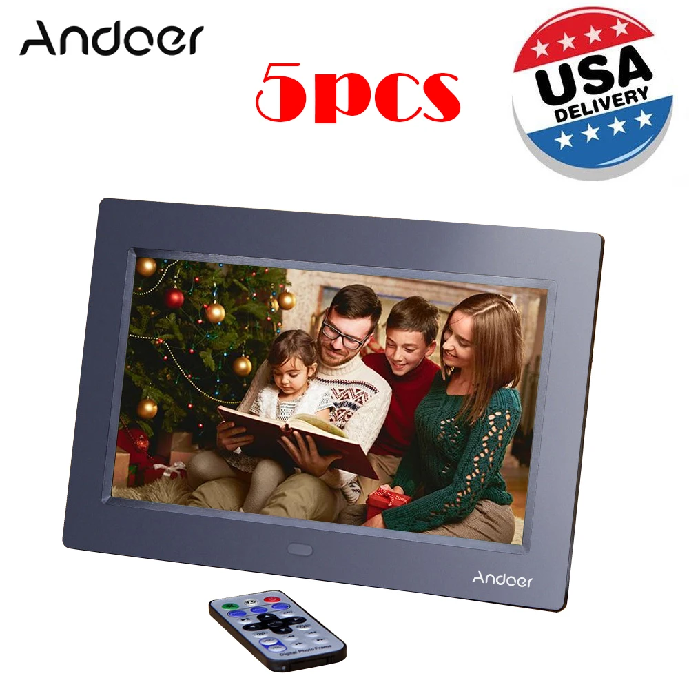 США сток Andoer цифровая фоторамка 10 ''HD TFT-LCD 1024*600 будильник фильм плеер MP4 цифровая рамка с удаленным настольным компьютером