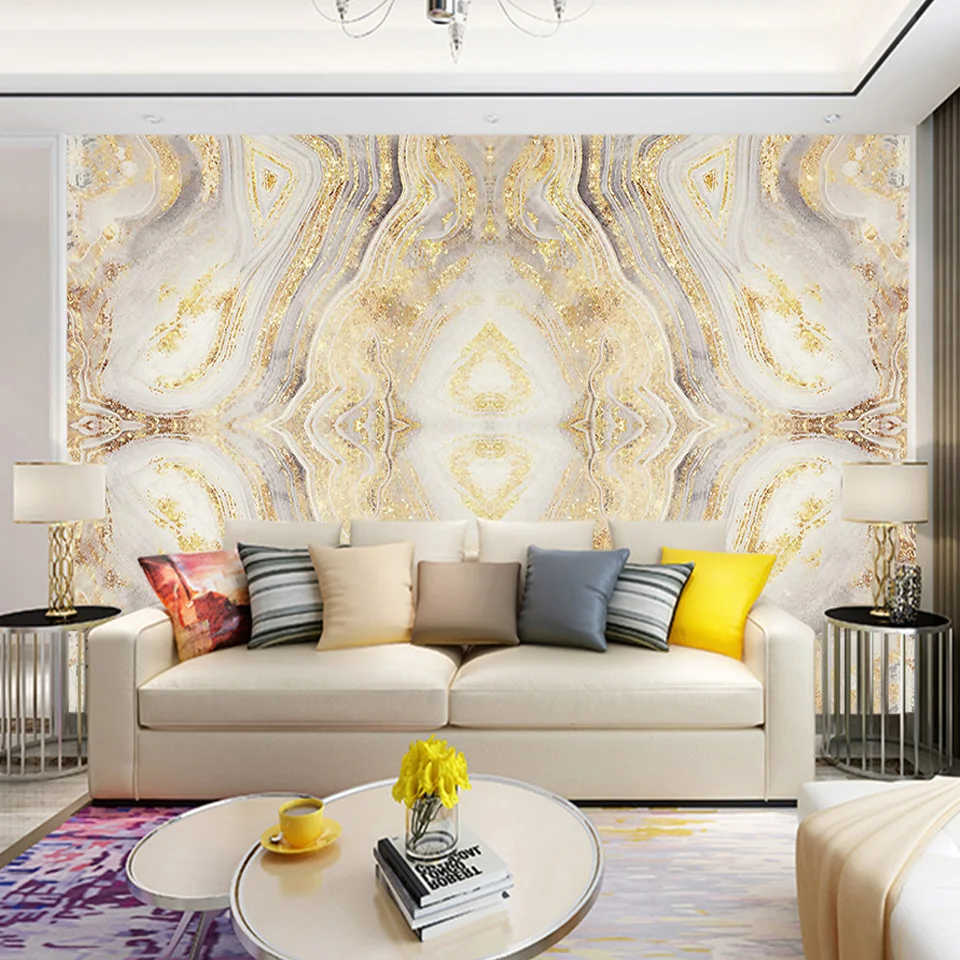 Винтажный нетканый 3D роскошный золотой мраморный узор фрески водонепроницаемые обои для стен для гостиной офиса фон Dec