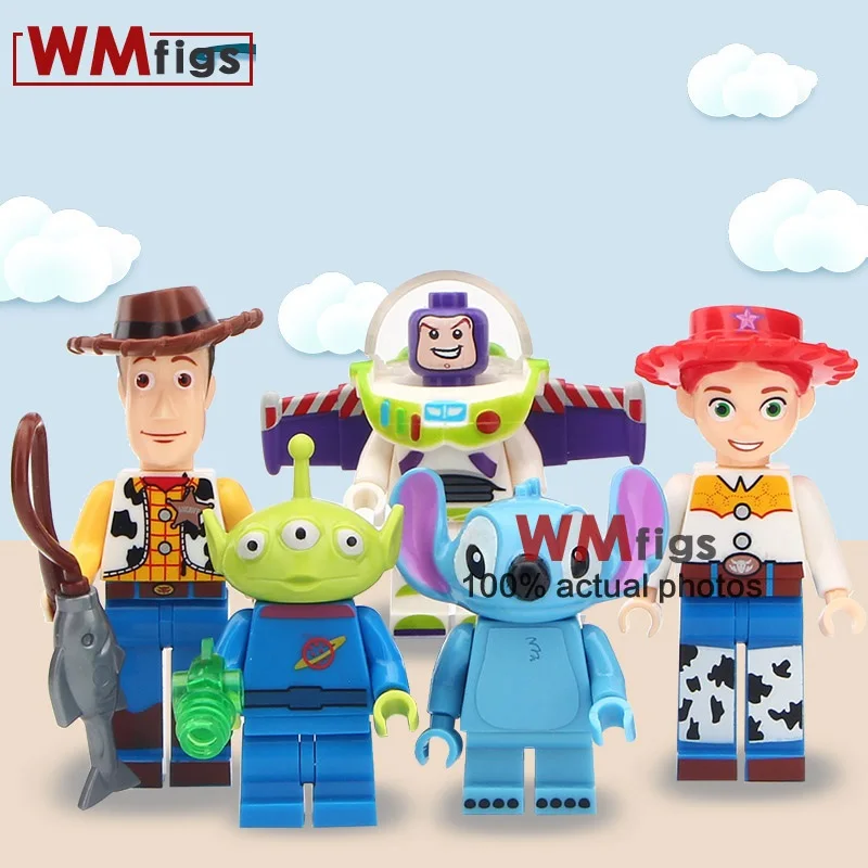 

50pcs/lot Story Buzz Lightyear Woody Aliens Stitch Jessie Building Blocks Collection Learning Models Children Gift Toys