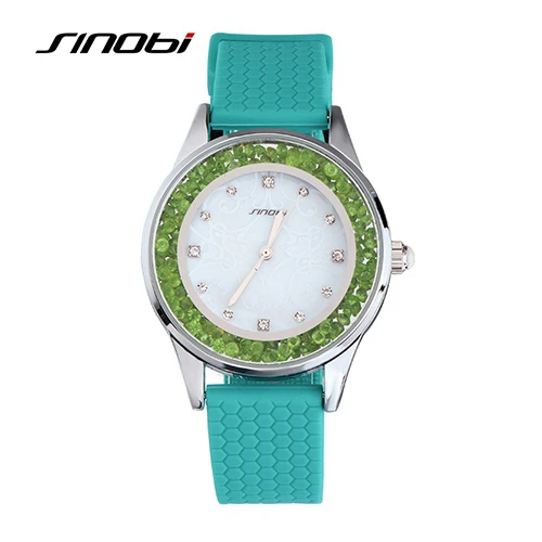 SINOBI Montre Femme Модные женские наручные часы с кристаллами, белые Ремешки для наручных часов, подарки на год, женские кварцевые часы Geneva - Цвет: 11S9552L05