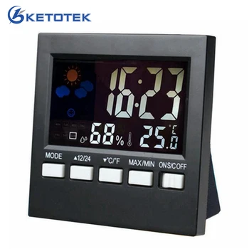 

LCD Digital Sound Control Weather Station Thermometer Hygrometer Alarm Clock Snooze Calendar Function with Backlight