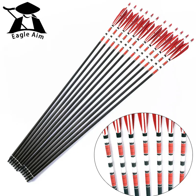 

12x Mix Carbon Arrows Bolts Turkey feather for 20-50lbs Longbow Recurve Bow Hunting Archery
