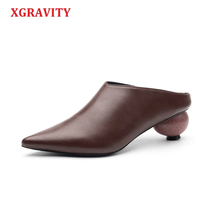 Женские модные сандалии XGRAVITY элегантные удобные из натуральной кожи на каблуке с