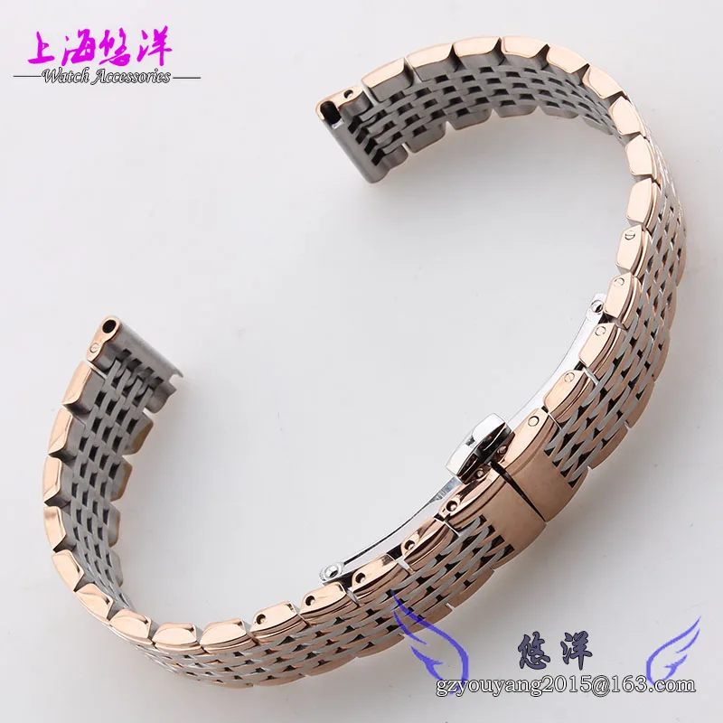 Watch bands 13mm 18mm Silver Metal Watchband Strap Bracelets Double Push Deployment Watch Buckle